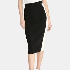 Rachel Roy Black/white Joyce Colorblocked Straight Pencil Sweater Skirt - sz L